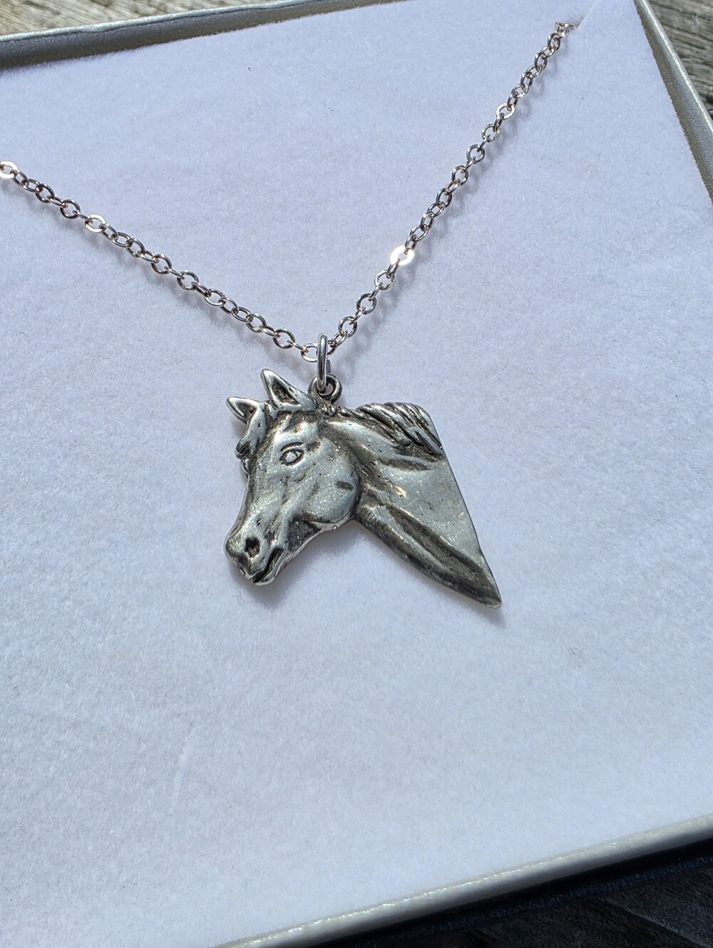 Handmade Sterling Silver Horse Pendant Necklace 18” Chain Lost Wax Cast